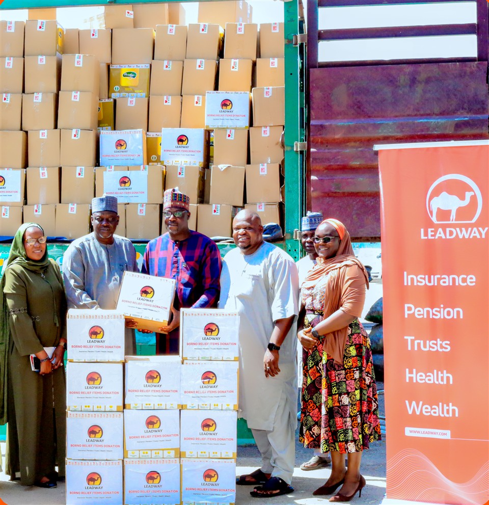 Leadway representatives delivering donated supplies