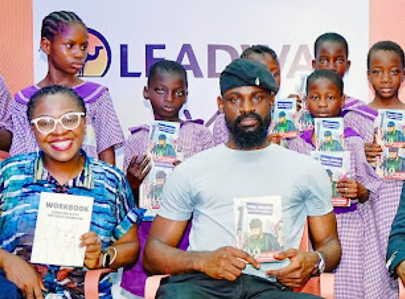 Guests and pupils at a school literacy event