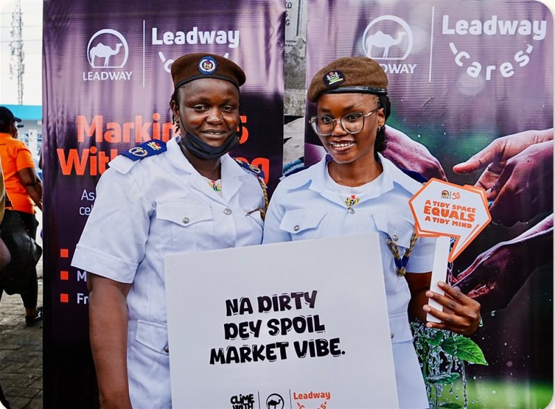 Community partners supporting a Leadway market clean-up